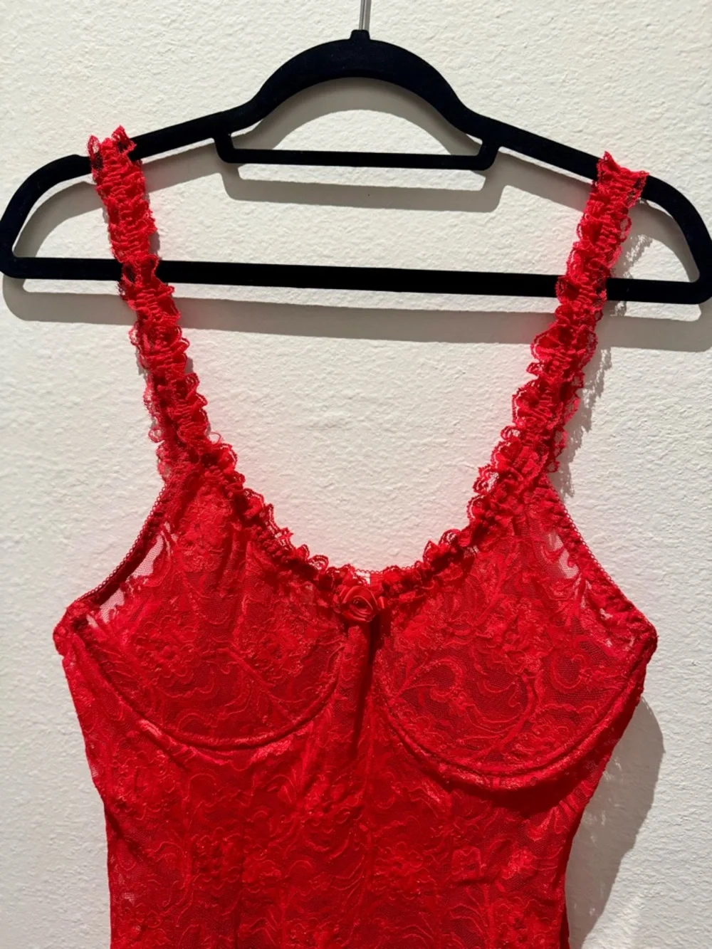 Vintage Sears Inner Most Red Lace Babydoll Nightie Slip Dress XL Y2K - Picture 2 of 3